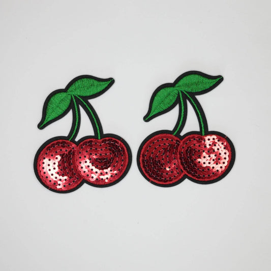 Cherry Sequins Iron-On Patch 2pk
