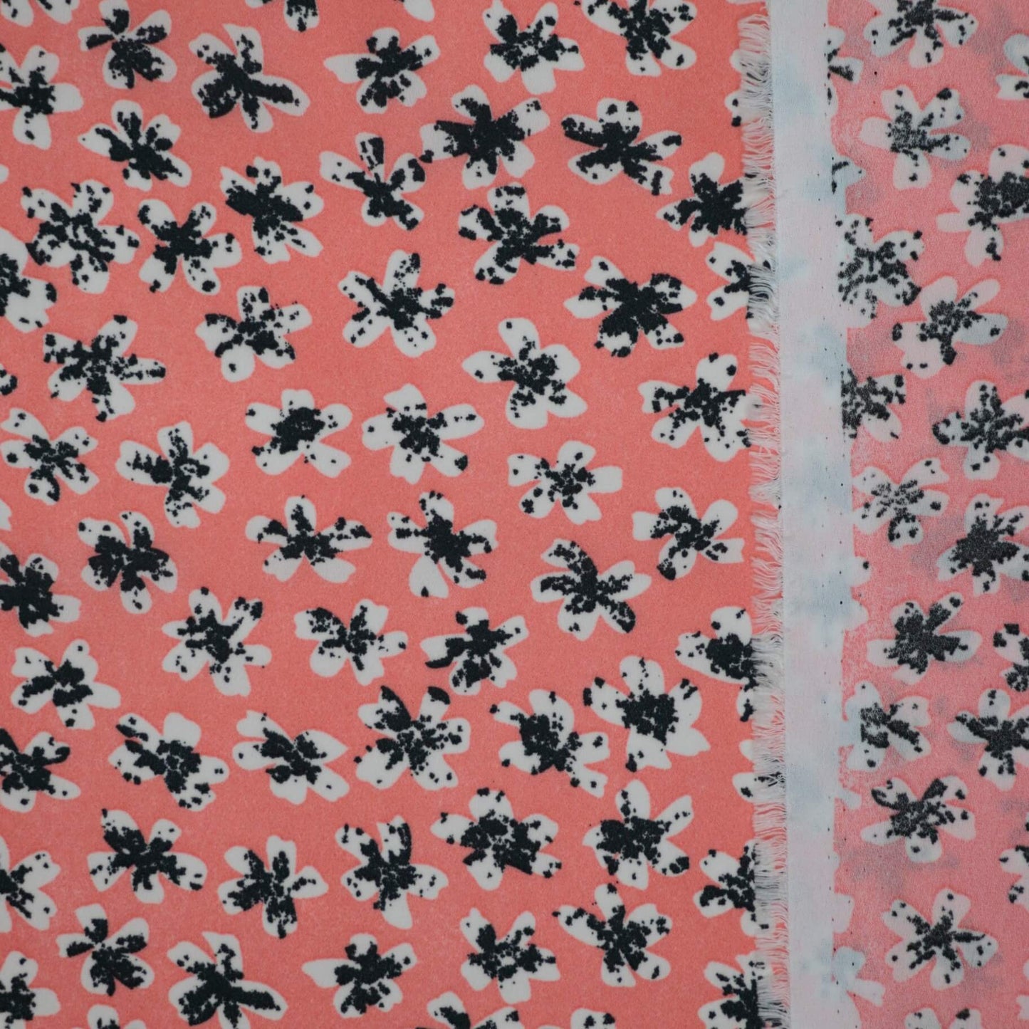 Coral Floral Crepe per/metre