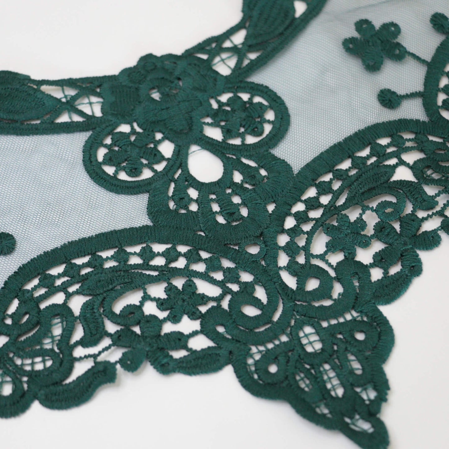 Dark Green Lace Collar Embroidered Applique