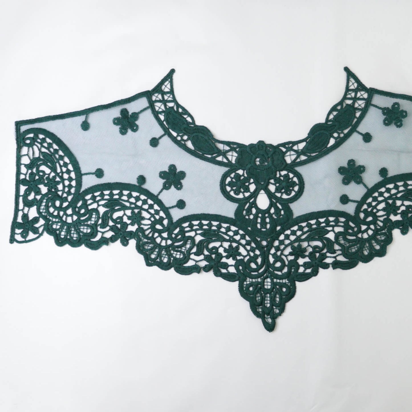 Dark Green Lace Collar Embroidered Applique