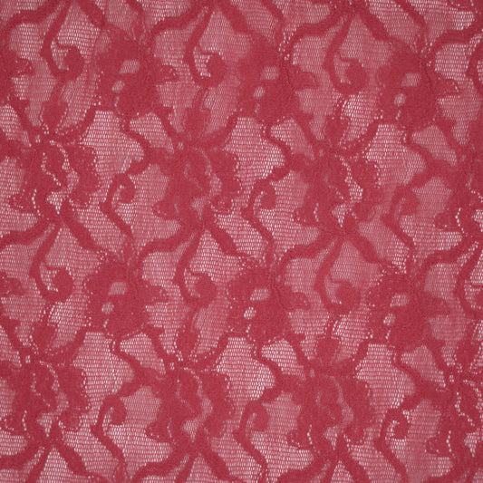 Deep Pink Floral Stretch Lace per/metre
