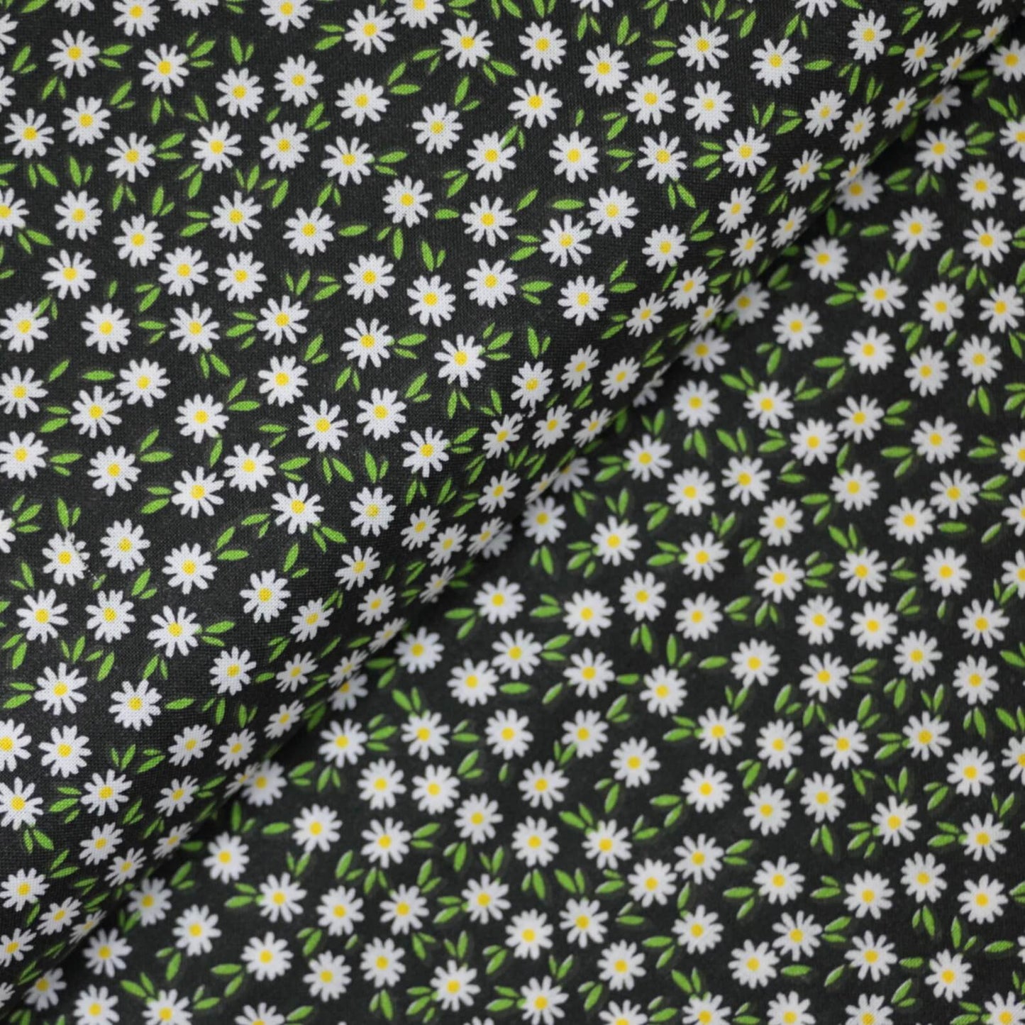 Ditsy Daisies Black 100% Cotton