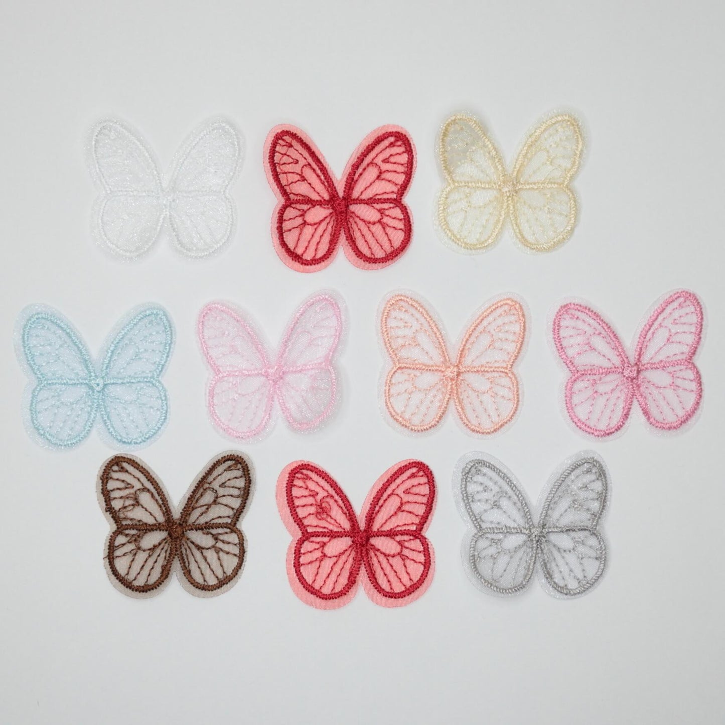 Assorted Colour Elegant Sew-On Butterfly Appliques 10pk
