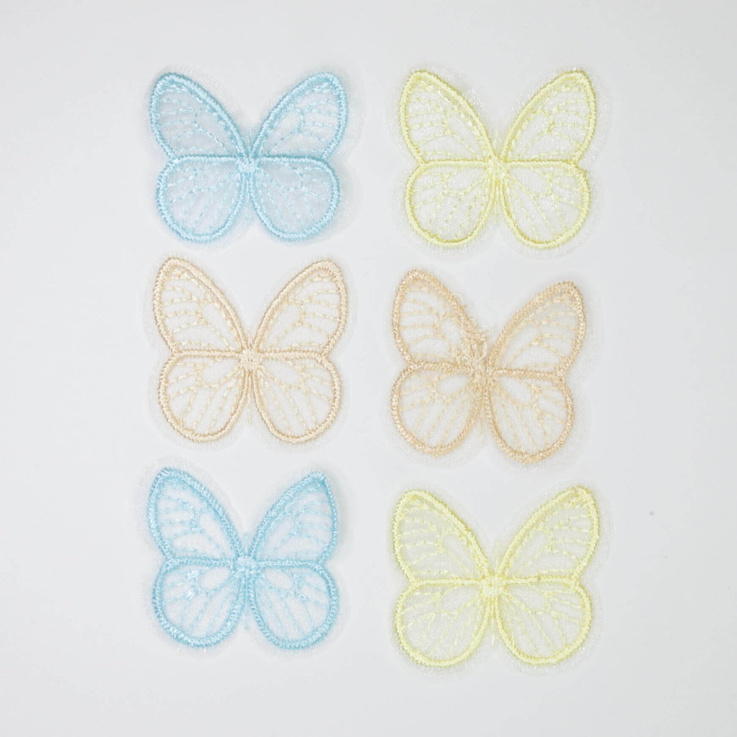 Embroidered Butterfly Lace Embellishments Assorted Colours 5pk
