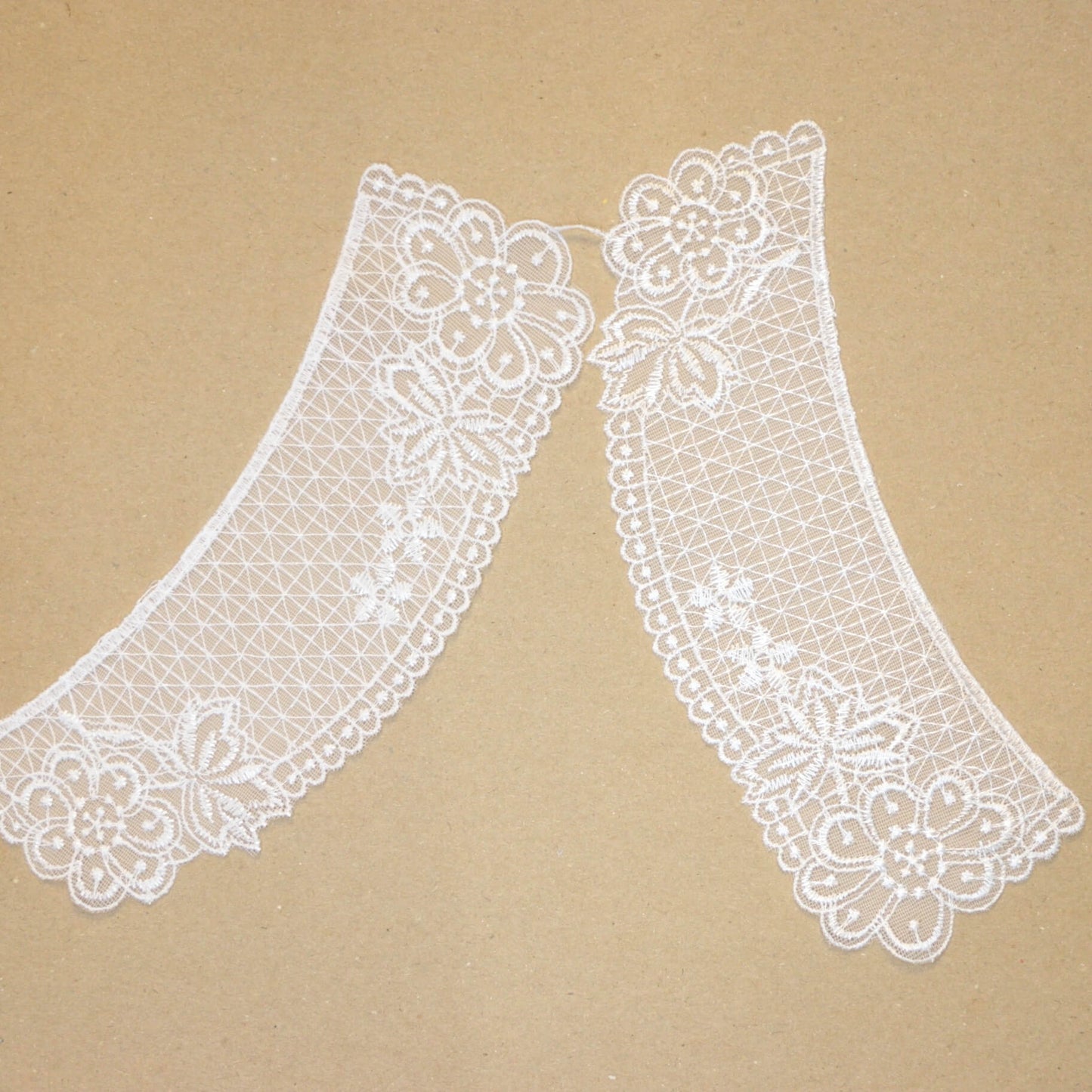 White Embroidered Lace Collar Pair