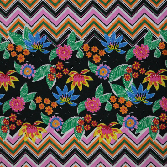 Floral Zigzag Polyviscose per/metre