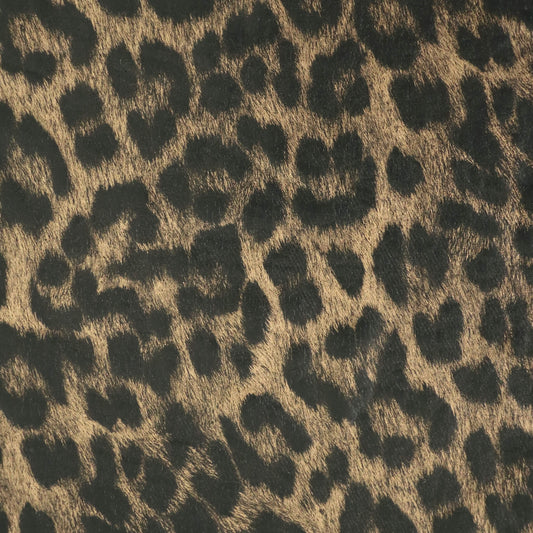Golden Leopard Print Wet-Look Lycra Jersey per/metre
