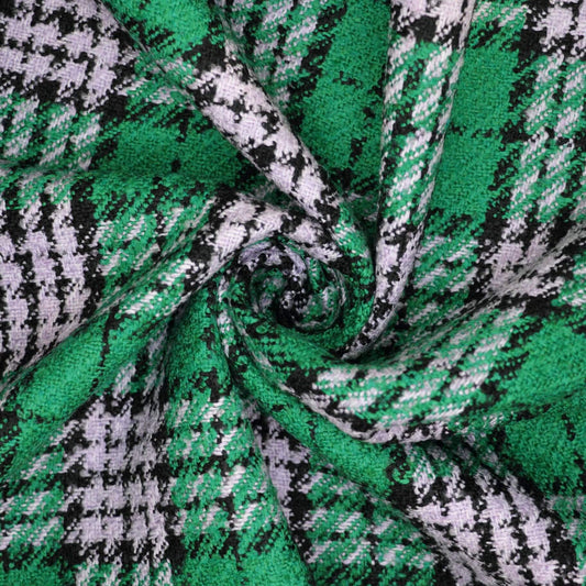 Green Check Lined Boucle 1m