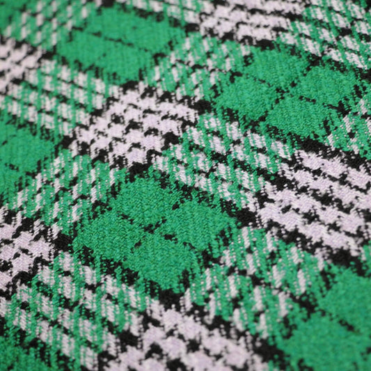 Green Check Lined Boucle 1m