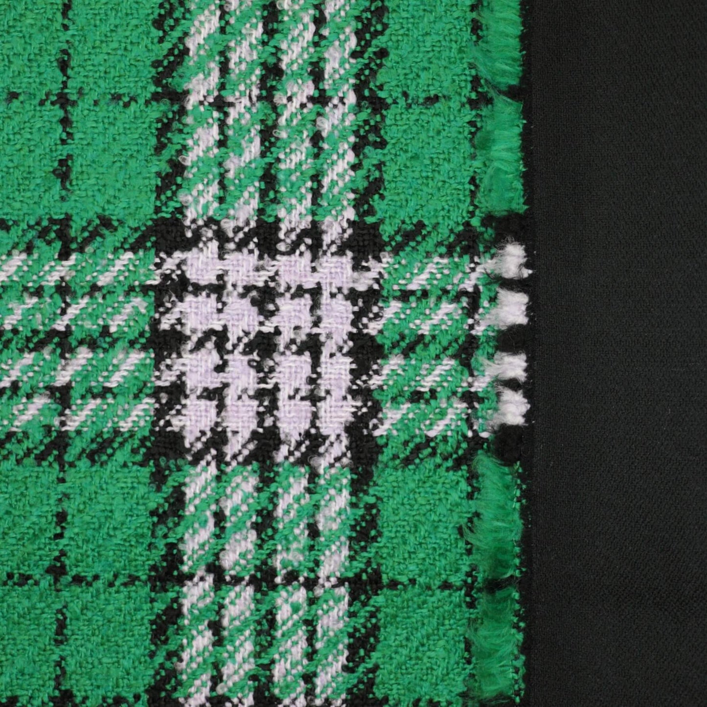 Green Check Lined Boucle 1m