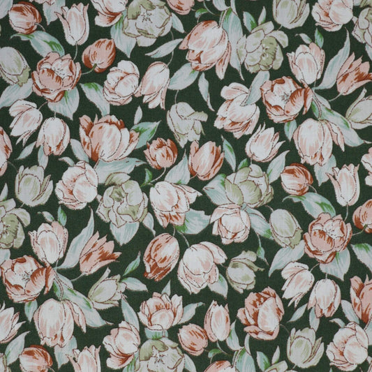 Green Floral Viscose per/metre