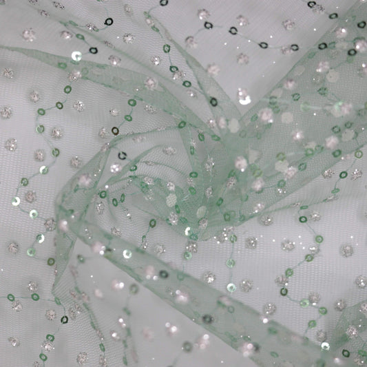 Green Glitter Sequin Mesh 1y