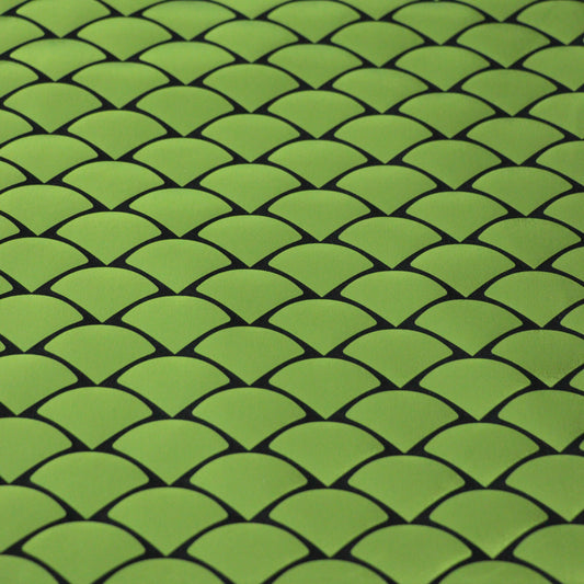 Green Mermaid Foil Spandex Jersey per/metre