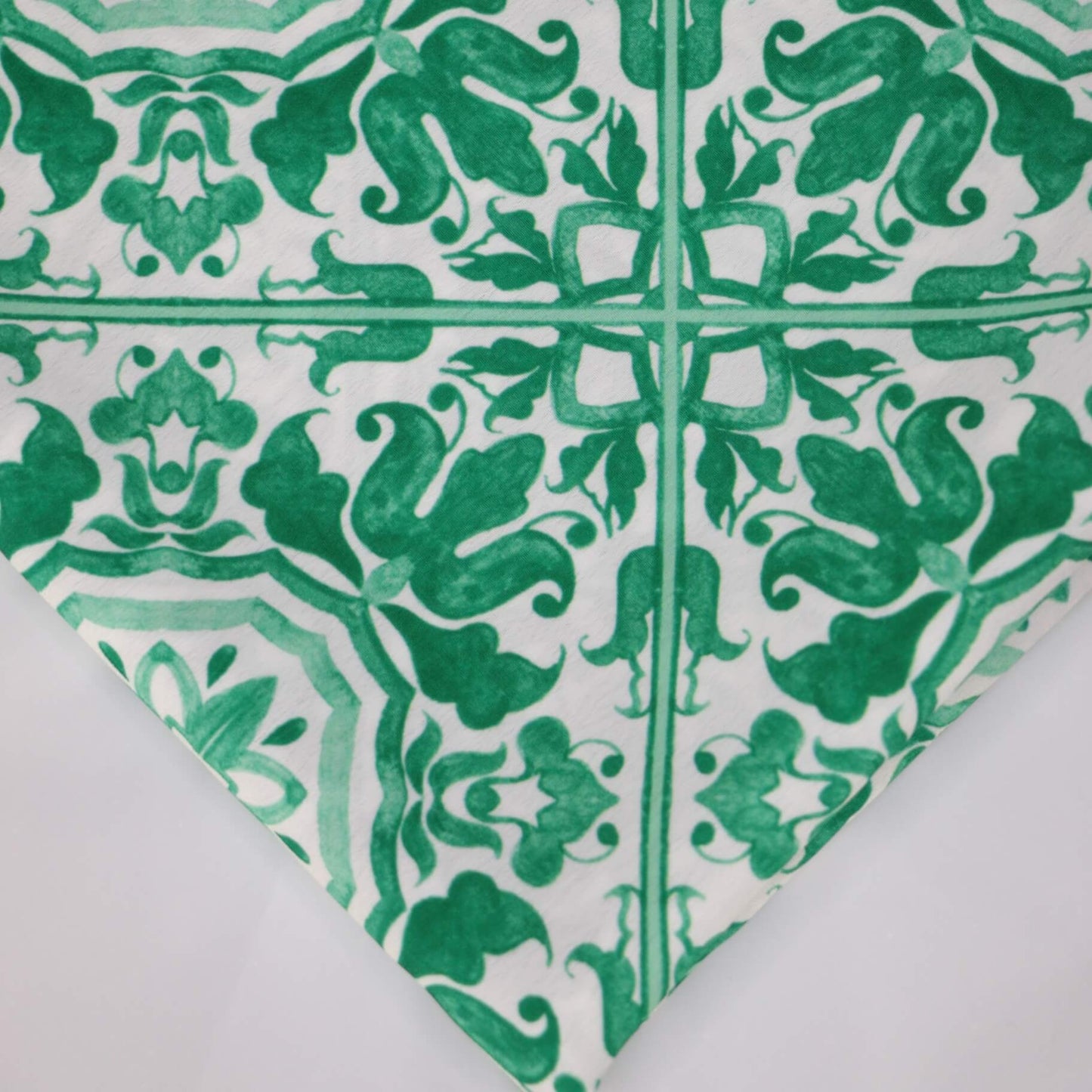 Green Tile Pattern Marocain Crepe 1m