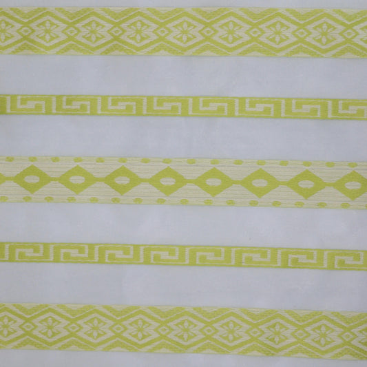 Green & White Sheer Stripe Brocade per/metre