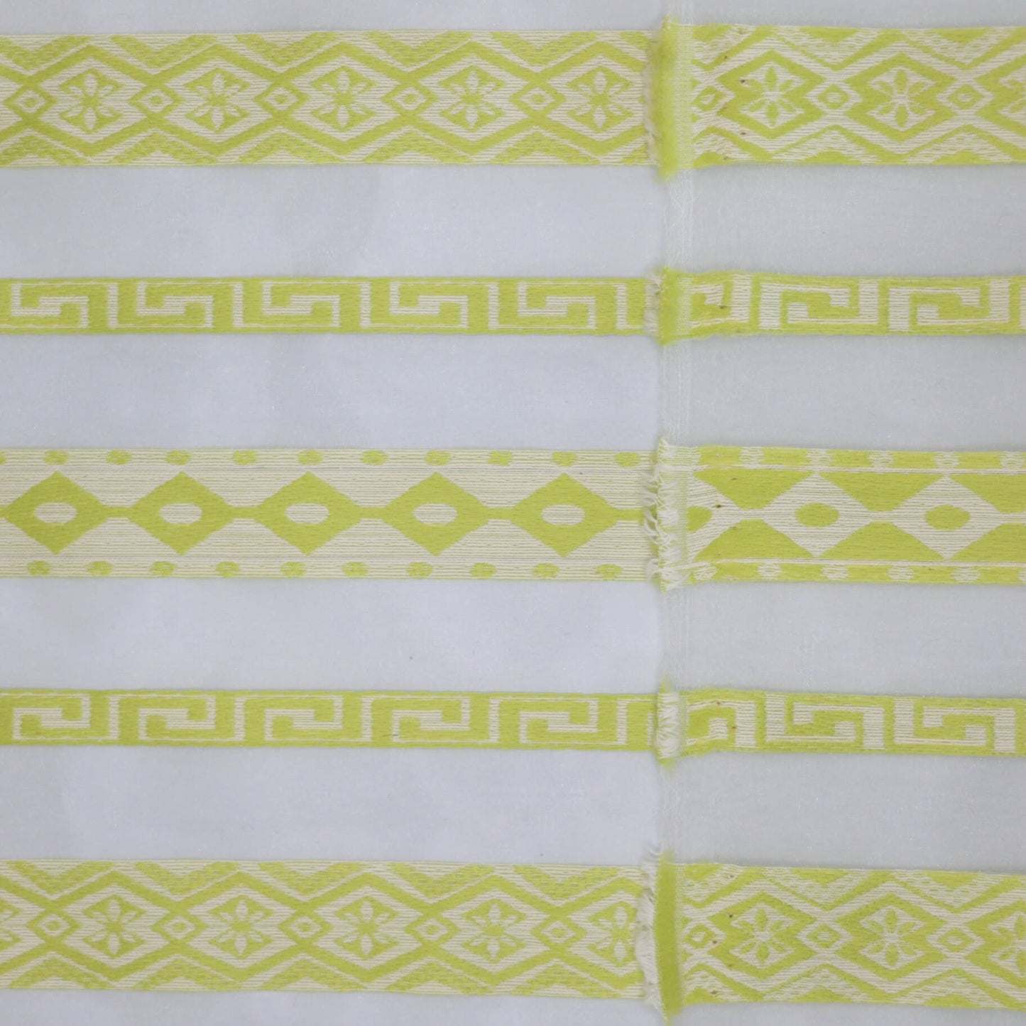 Green & White Sheer Stripe Brocade per/metre