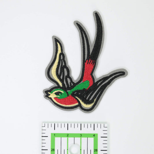 Grey Embroidered Birds Iron-On Patches 2pk