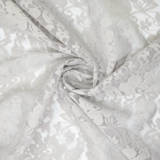 Grey Floral Stretch Lace 1m