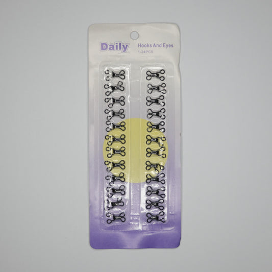 Hooks & Eyes Black 1-24pcs