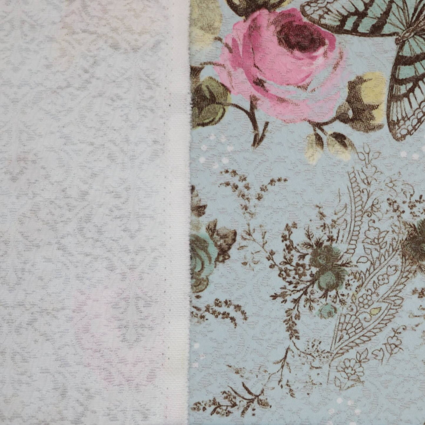 Light Blue Butterfly Paisley Jacquard Knit per/metre