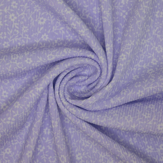 Lilac Ditsy Ribbed Jersey 1m