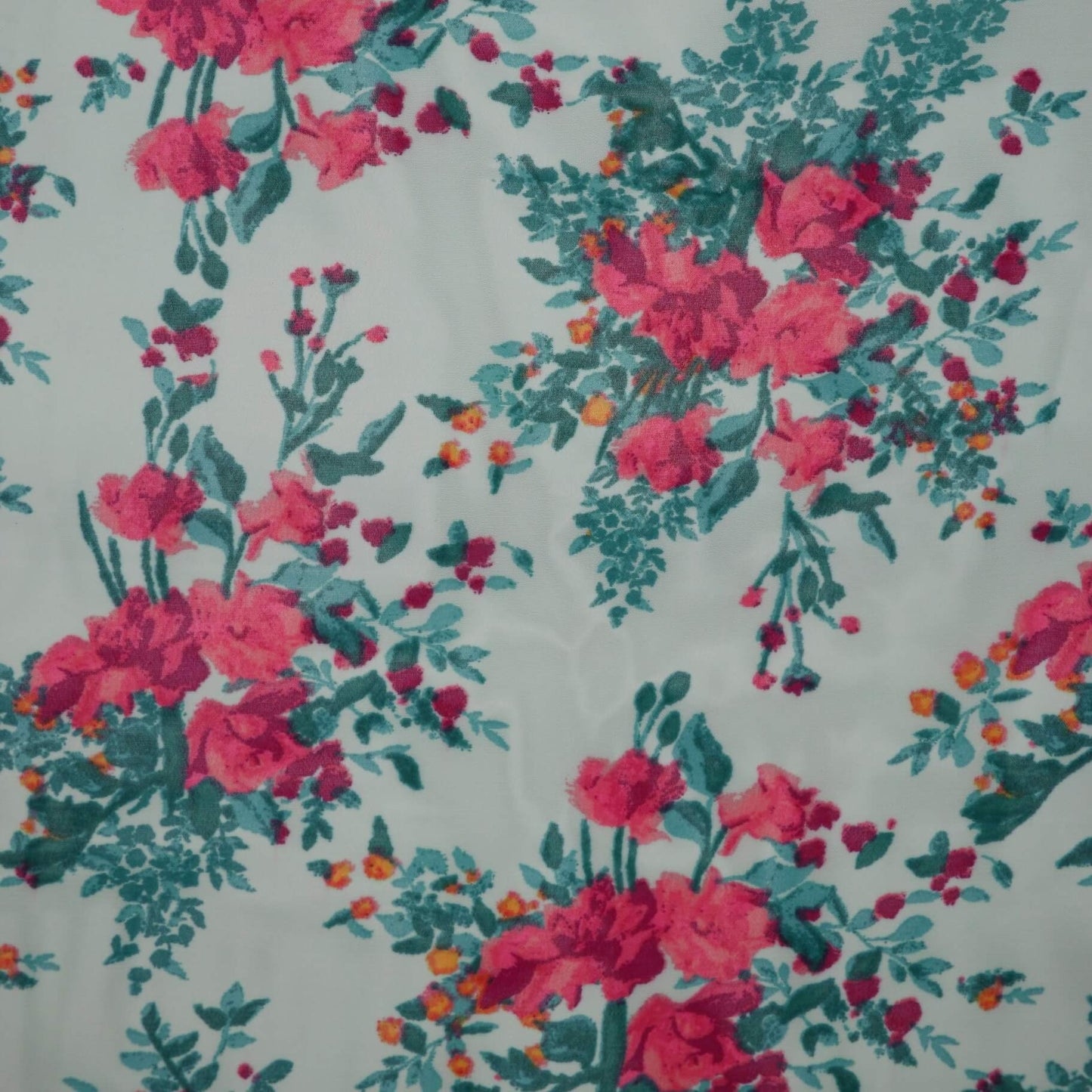 Mint/Pink Floral Chiffon 1m