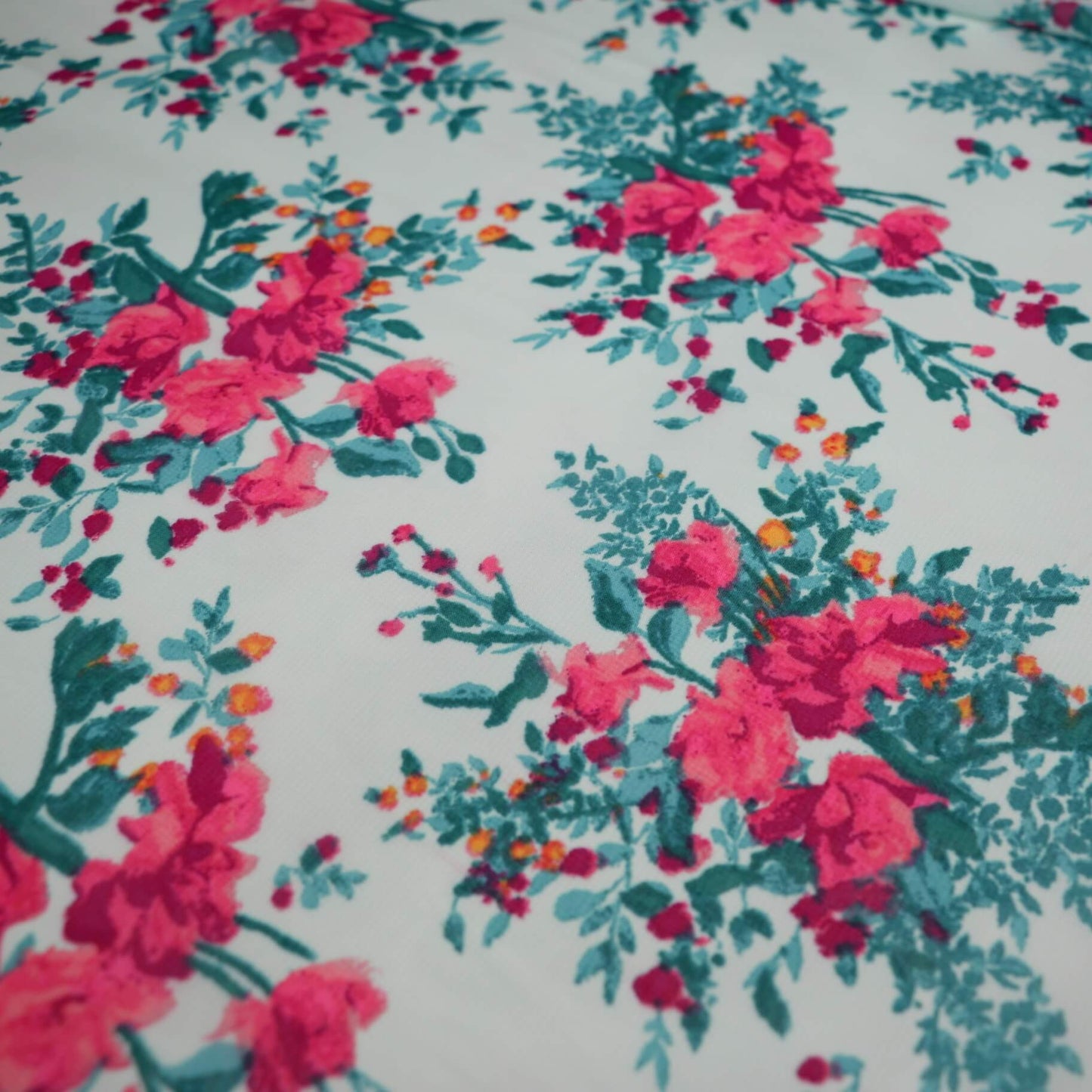 Mint/Pink Floral Chiffon 1m