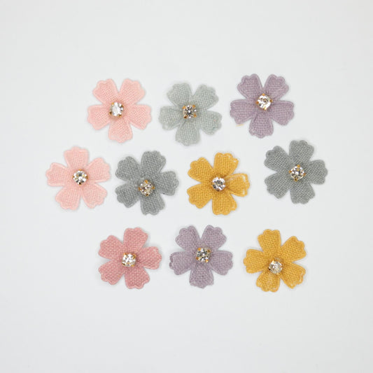 Mixed Colour Sparkling Rhinestone Flower Appliques 10pk