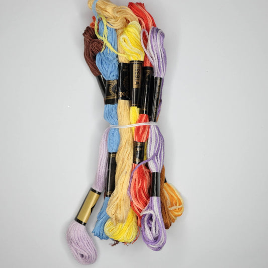 Mixed Colour Embroidery Thread 100% Cotton 12pk