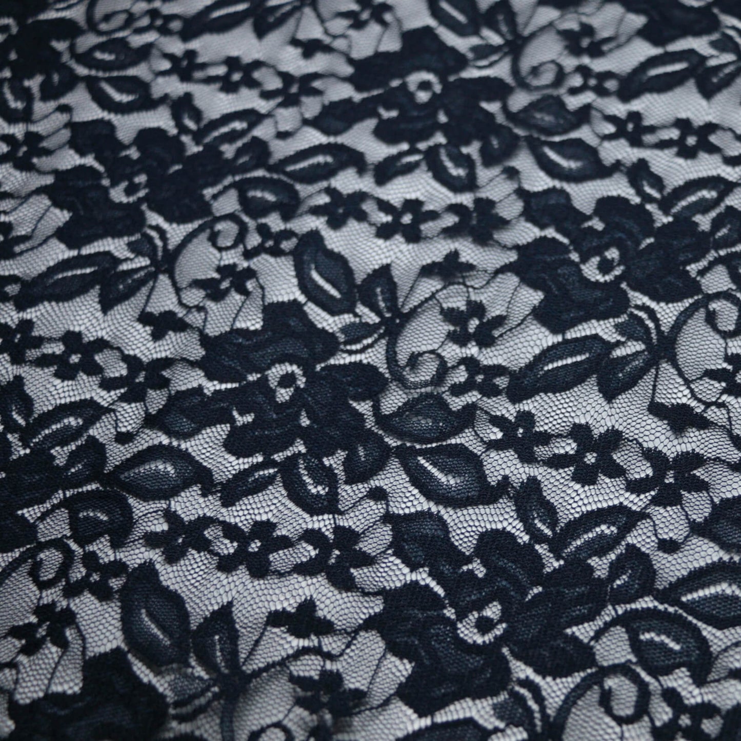 Navy Floral Stretch Lace 1m