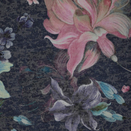 Navy Floral Burnout Jersey 1m