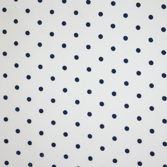 Navy Spot White Marocain Crepe 1m