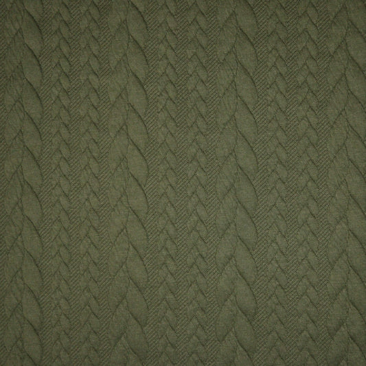 Olive Cable Knit Jersey per/metre
