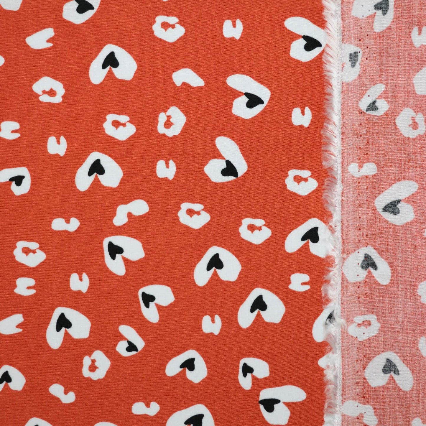 Orange Hearts Cheetah 100% Viscose per/metre