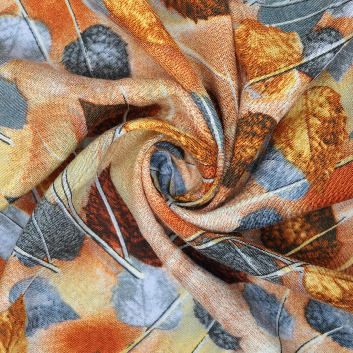 Orange Leaf Viscose 1m