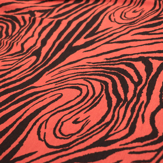 Orange Zebra Cotton Jersey per/metre