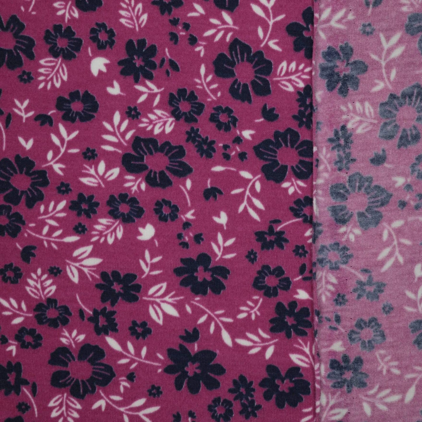 Plum & Navy Floral Jersey per/metre
