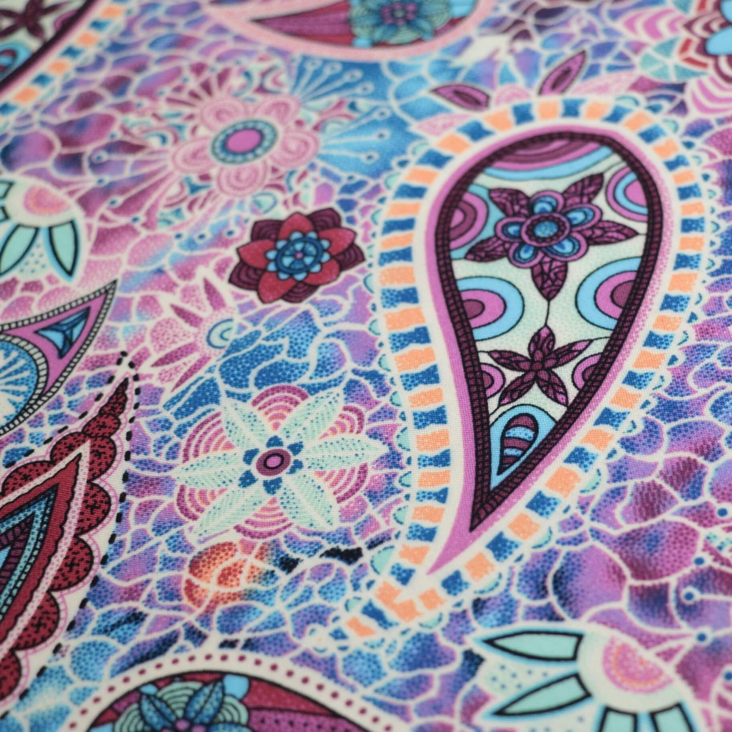 Purple Paisley Viscose 1m