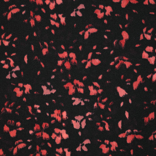 Red & Black Abstract Georgette per/metre