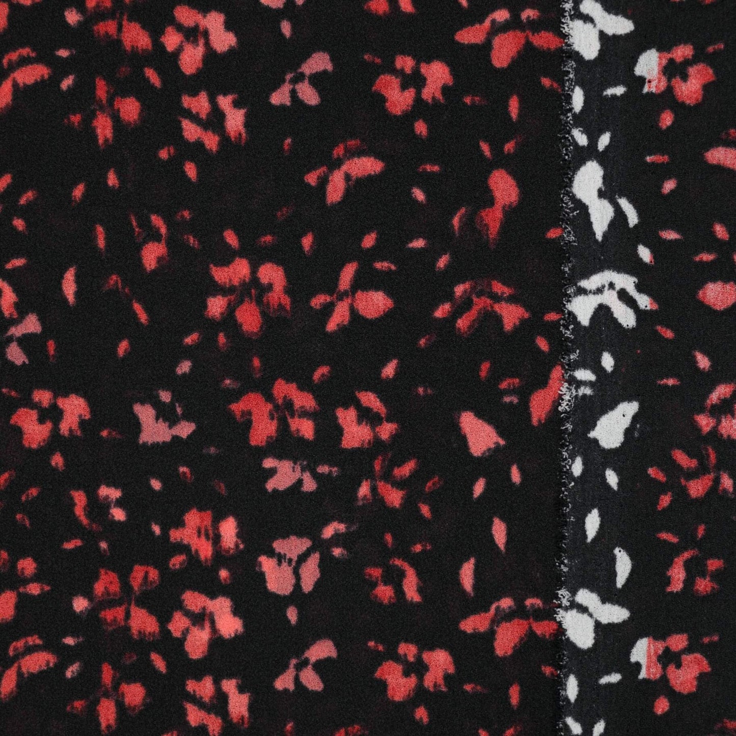 Red & Black Abstract Georgette per/metre