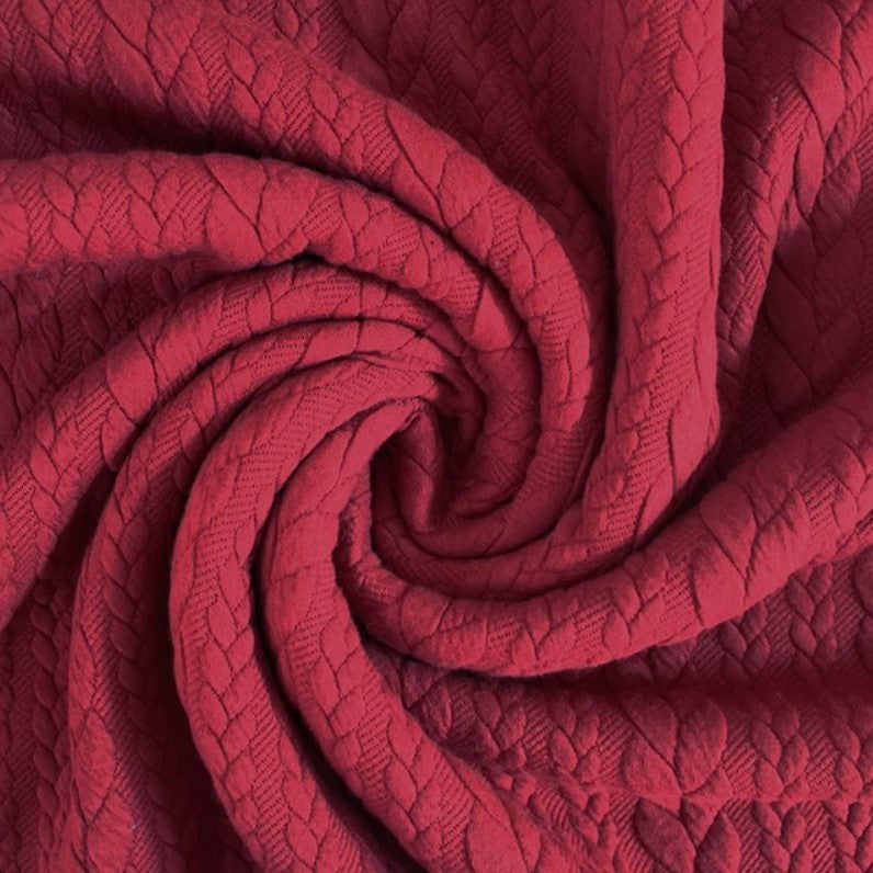 Red Cable Knit Jersey per/metre