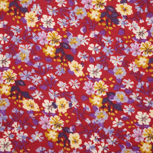 Red Ditsy Floral Polyviscose 1m