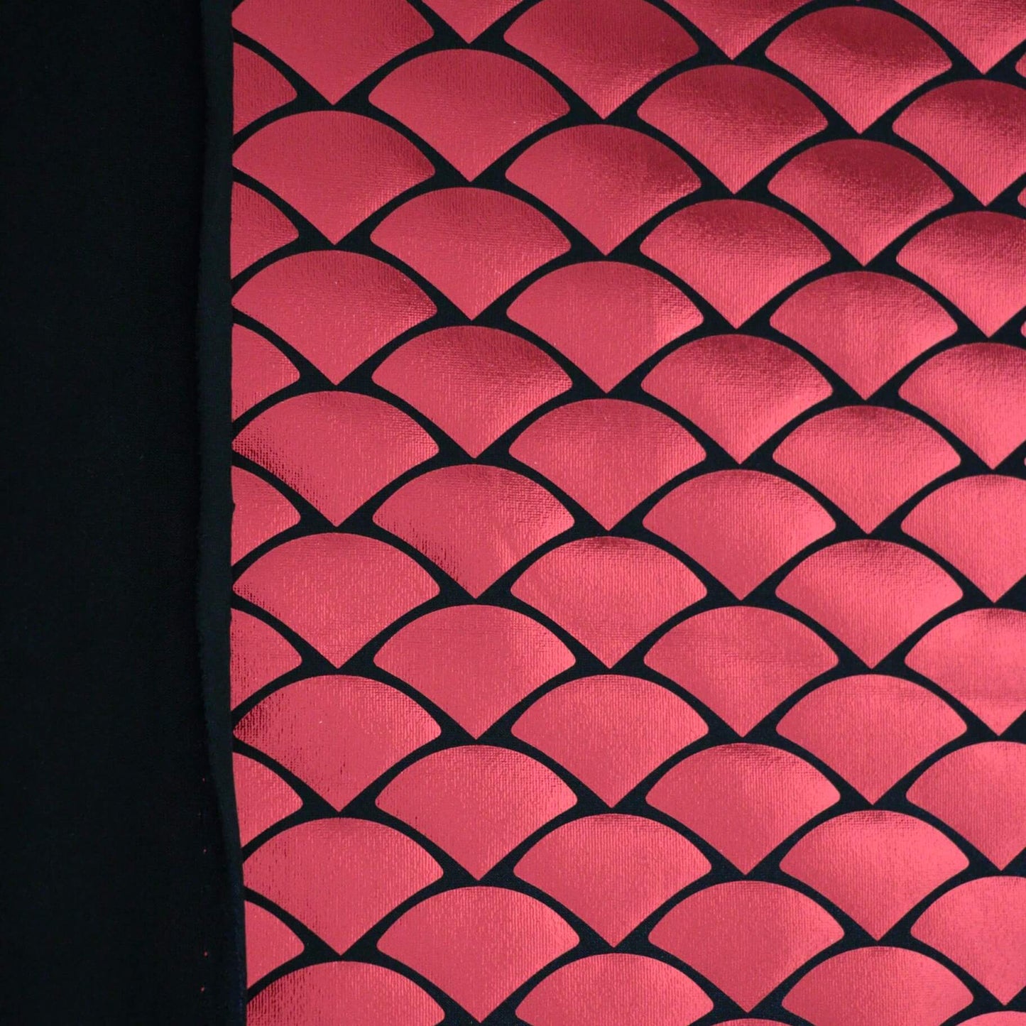 Red Mermaid Foil Spandex Jersey per/metre