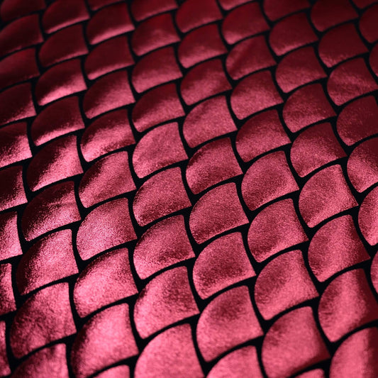 Red Mermaid Foil Spandex Jersey per/metre