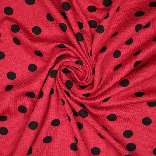 Red Spot Viscose Jersey 1m