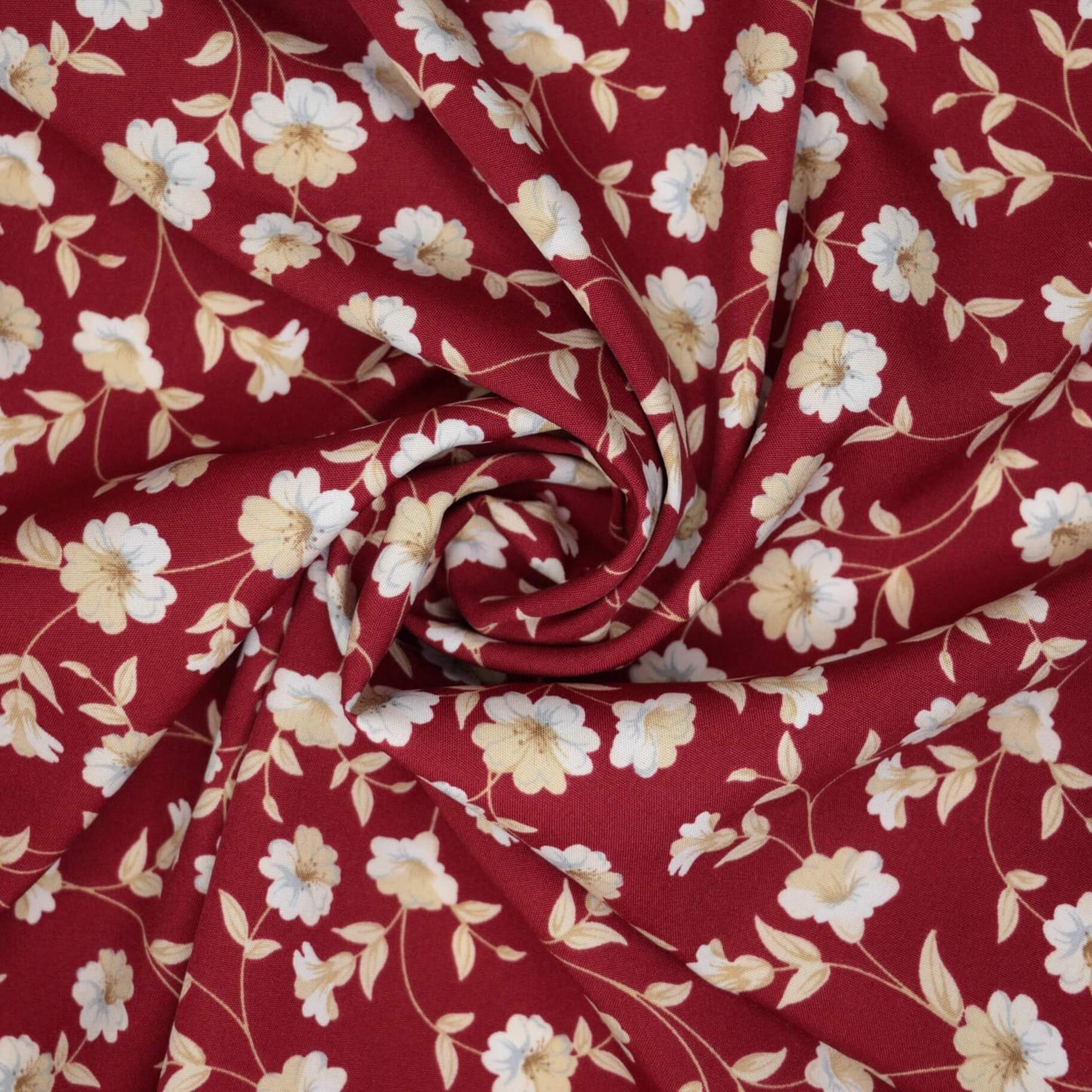 Rust Floral Polyviscose 1m