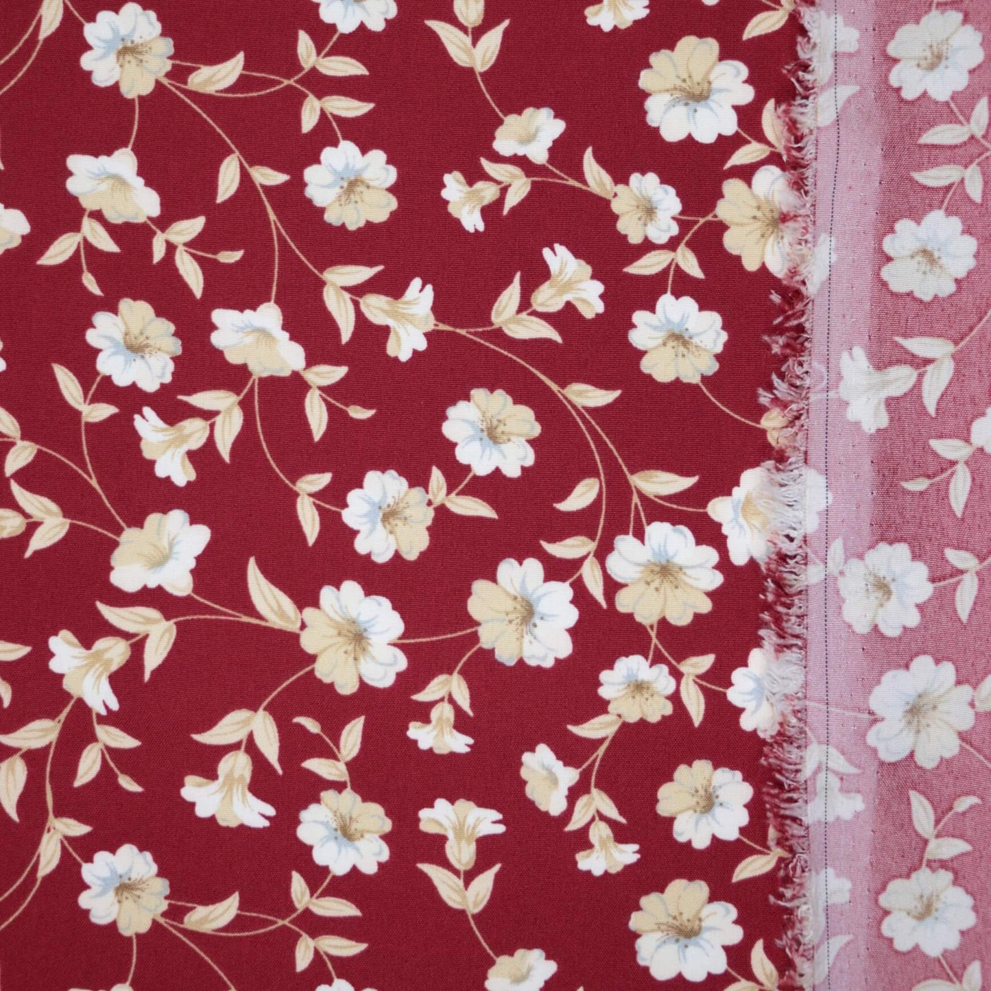 Rust Floral Polyviscose 1m