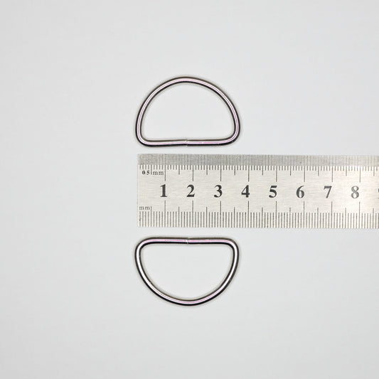 Silvery Metal D-Ring 32mm 4pk
