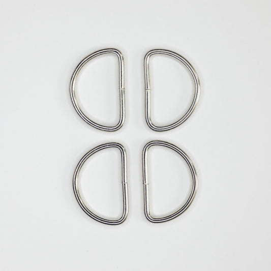 Silvery Metal D-Ring 32mm 4pk