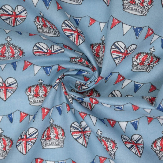 Sky Blue British Party Polycotton 1m
